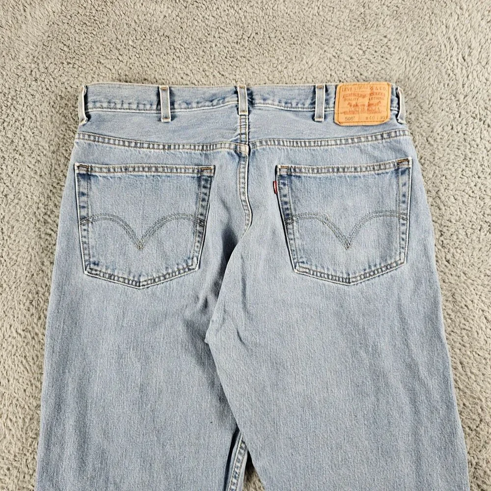 Levis 505 Jeans Mens 38x28 Blue Denim Regular Straight Grunge Y2K Vintage Casual